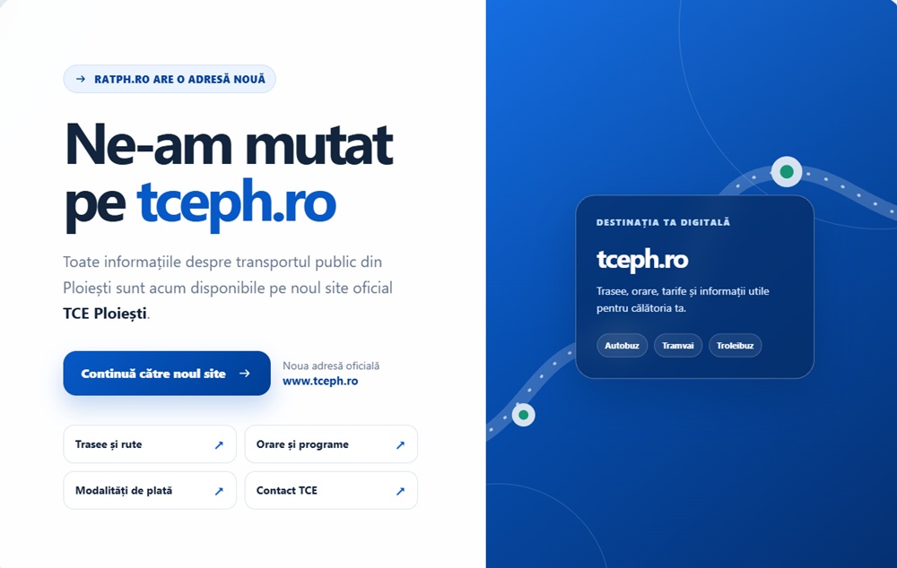 TCE, operatorul de transport al Ploieștiului, are un nou site