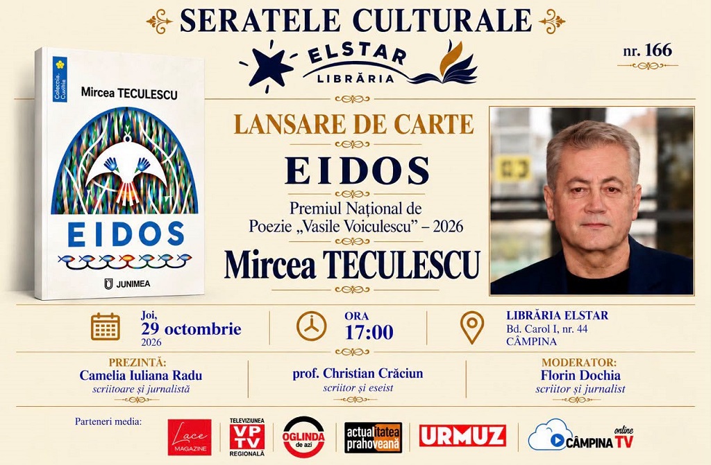 Scriitorul Mircea Teculescu își lansează volumul „Eidos” la Librăria Elstar din Câmpina